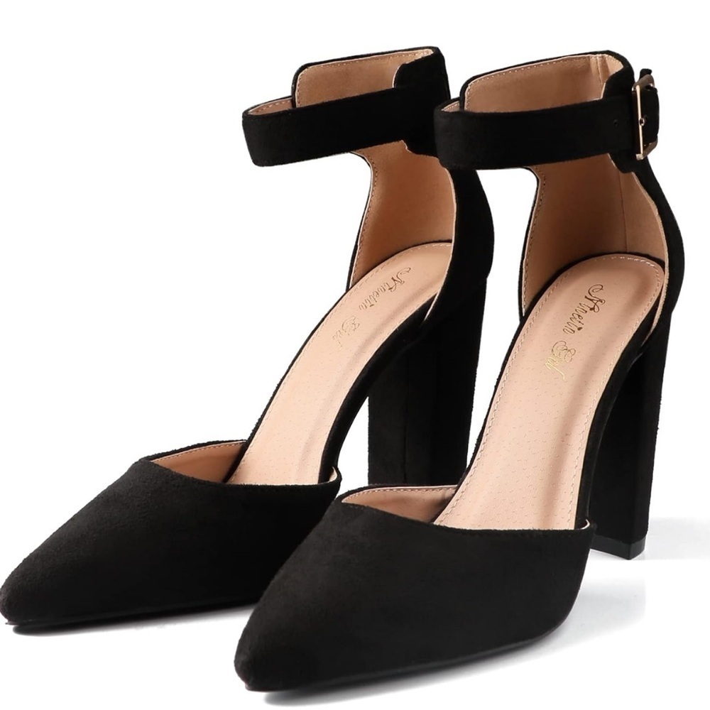 Ninetin Gel High Heels.Chunky Heel Pointed Closed Toe Pump Shoes